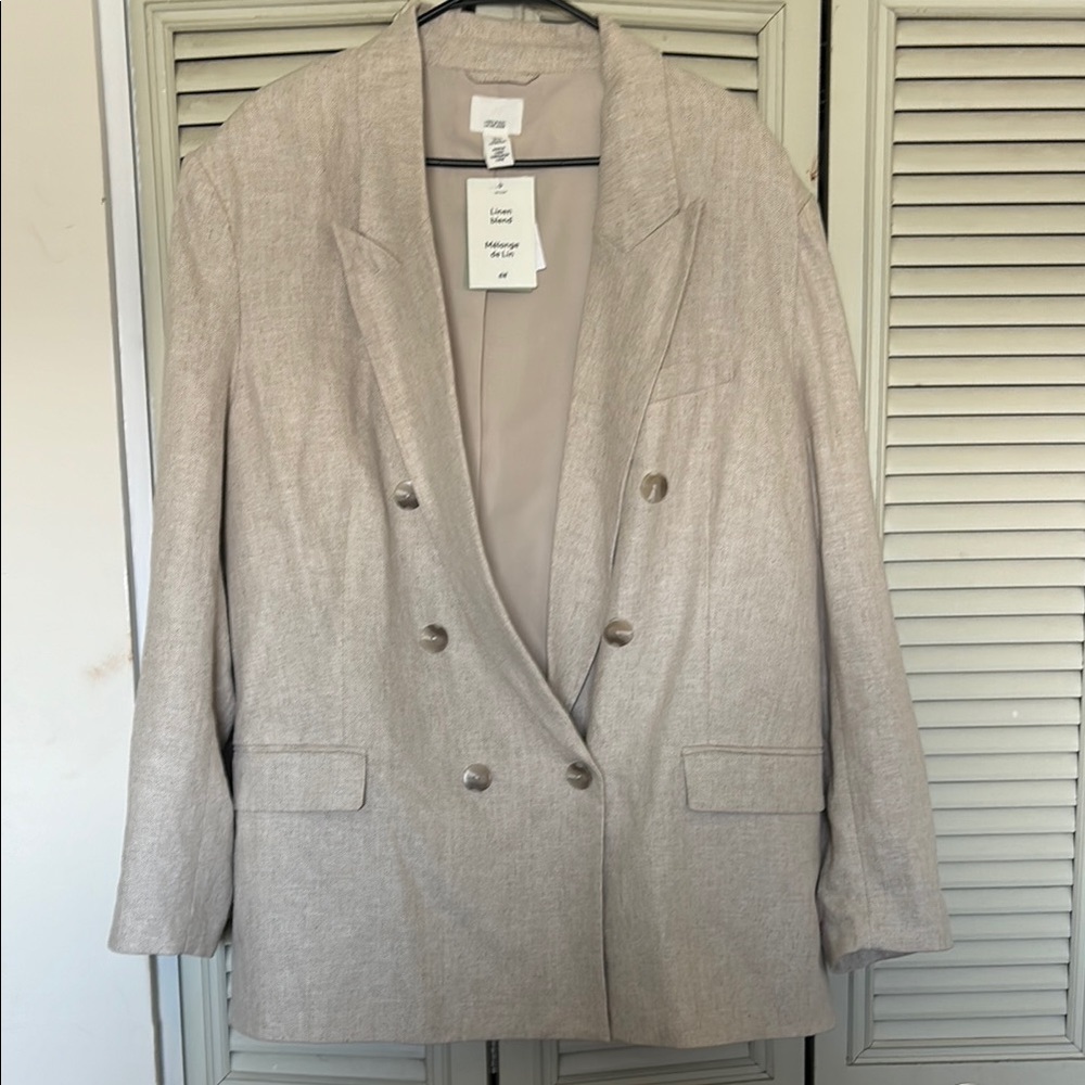 Women's Beige Double-Breasted Blazer